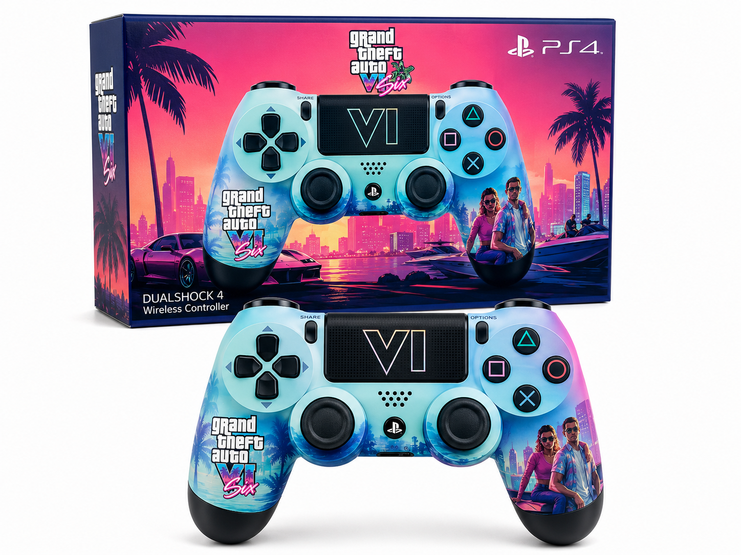 GTA VI DualShock 4 Wireless Controller for PS4 – Multicolor