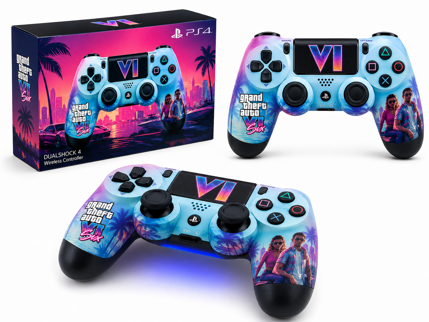 GTA VI DualShock 4 Wireless Controller for PS4 – Multicolor