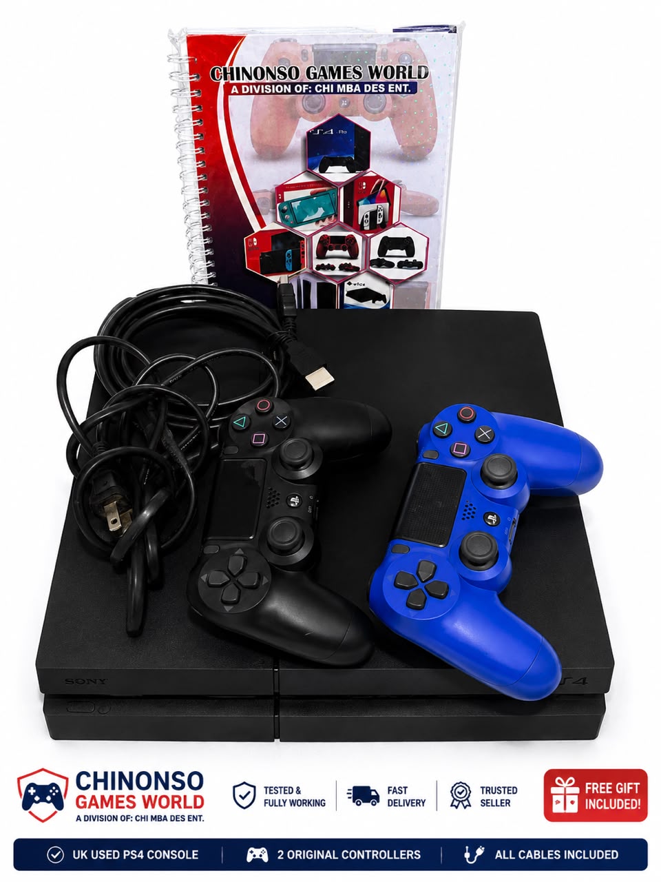 Sony PlayStation 4 (PS4) Fat Console – UK Used + 2 Original Controllers + 🎁 FREE GIF